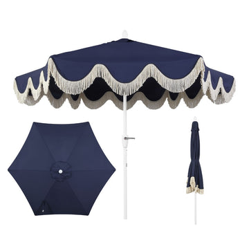 Collins 9 ft. Classic Cottage Tassel Market Patio Umbrella